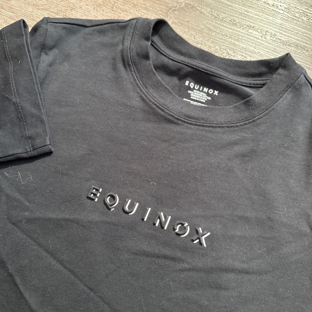 Equinox Shirt Men XS Black Organic Cotton Gym Training Athletic Performance